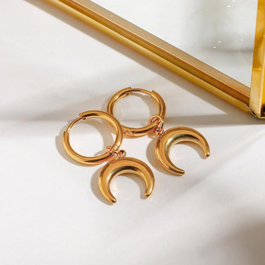 Golden Moon Hoop Earrings